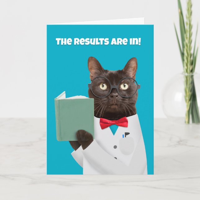 Happy Father's Day Dad Cat in Lab Coat Holiday Card (Front)