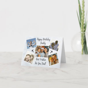 Happy Fathers Day Dad Custom 5 Photo Collage Cool Thank You Card