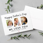 Happy Fathers Day Dad Custom Photo Collage Card<br><div class="desc">Create a stylish and memorable gift for Dad this Father's Day! This custom flat greeting card features a collage of three favourite family pictures of the kids designed as a modern and bold sans serif typography design. Personalize the custom text with the names of the children. Includes a red heart...</div>
