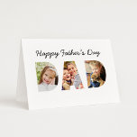 Happy Father's Day Dad Custom Photo Collage Card<br><div class="desc">Create a stylish and memorable card for Dad this Father's Day! This custom folded greeting card features a collage of three favourite family pictures of the kids designed as a modern and bold sans serif typography design. Personalize the custom text on the inside of the card with the names of...</div>
