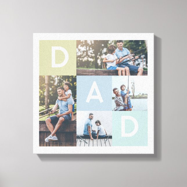Happy Fathers Day Dad Modern Multi Photo Grid Canvas Print (Front)