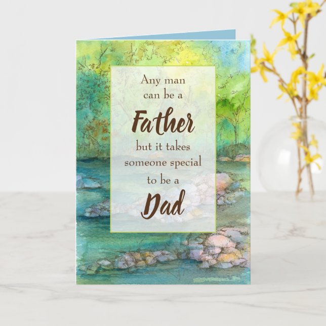 Happy Father's Day Dad River Rocks Outdoor Nature Card (Yellow Flower)