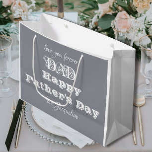 Happy Father's Day Dad Script Name Modern Classic  Large Gift Bag