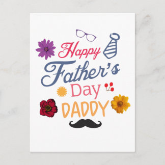 Happy Father's Day Daddy Nice Doodle Design Postcard