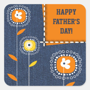 Happy Father's Day. Denim Pattern Square Sticker