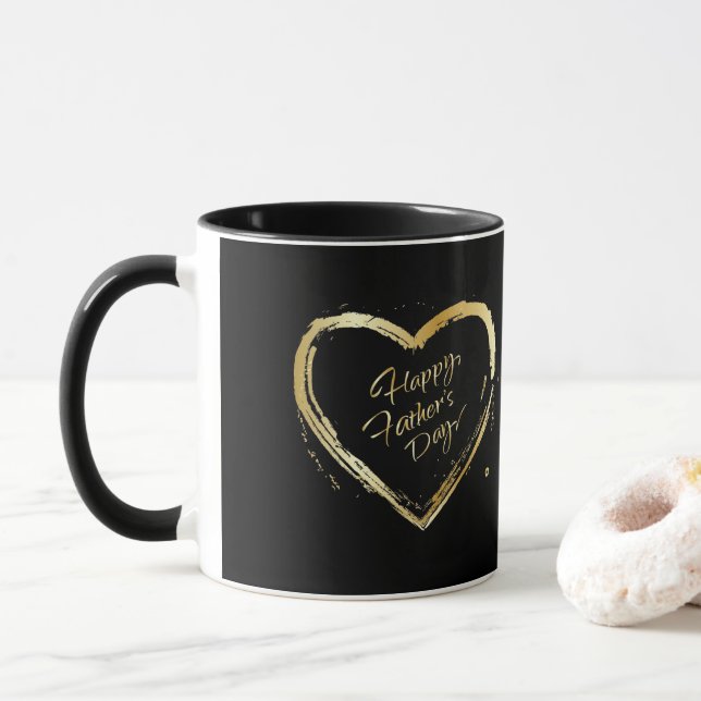 Happy Father's Day Elegant Gold Calligraphy Luxury Mug (With Donut)
