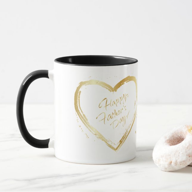Happy Father's Day Elegant Gold Calligraphy Luxury Mug (With Donut)