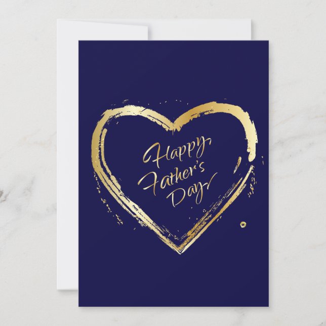 Happy Father's Day! Elegant Gold Calligraphy Navy Holiday Card (Front)