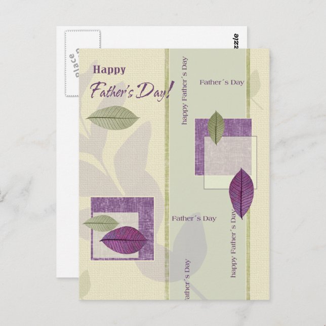 Happy Father's Day. Elegant Leaf Design Postcard (Front/Back)