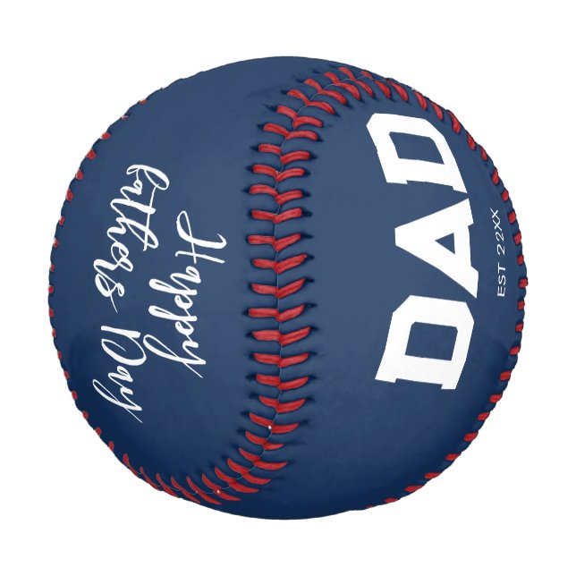Happy fathers day EST and name  Baseball (Angled)