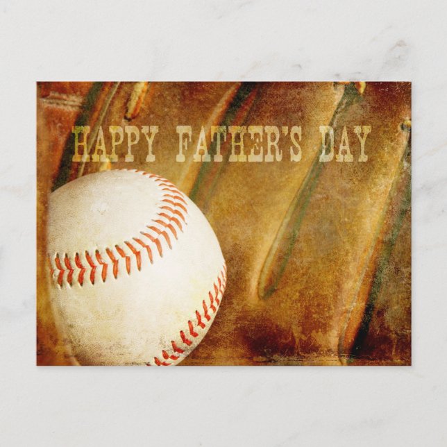 Happy Father's Day Faded Baseball Postcard (Front)