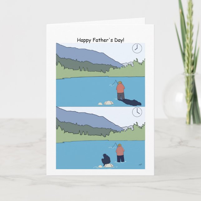 Happy Father's Day Fishing Card - Funny Cartoon (Front)