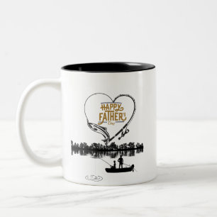 Happy Father's Day Fishing on Lake Two-Tone Coffee Mug