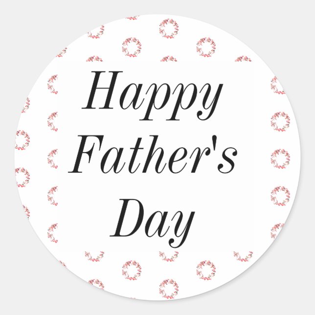 Happy Fathers Day Flower Crest Floral Patterns  Classic Round Sticker (Front)