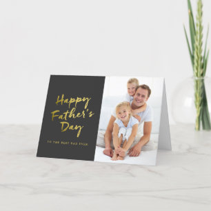 Happy Father's Day Folded Photo Card   Black