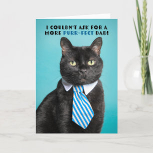 Happy Father's Day For Dad Funny Cat in Tie Humour Holiday Card