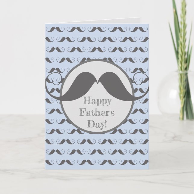 Happy Father's Day - Fun Moustache Pattern  Holiday Card (Front)