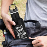 Happy Father's Day Fun World's Best Dad Kids Name 532 Ml Water Bottle<br><div class="desc">Fun personalized gift for the world's best dad. The design features a fun typography design "World's Best Dad" and is personalized with your kid's name and dad's year of birth. Makes the perfect gift for your special dad for Father's Day or for your Dad's birthday. Design by Moodthology Papery</div>