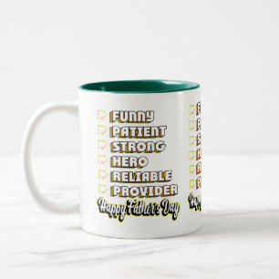 Happy Father's Day Funny Checklist Hero Provider C Two-Tone Coffee Mug