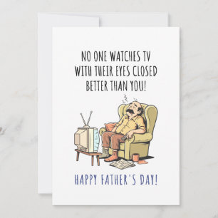 Happy Father's Day Funny Napping Dad in Chair Holiday Card