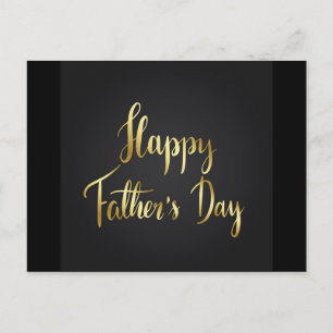 Happy Father's Day - Gold Text on Black Background Postcard