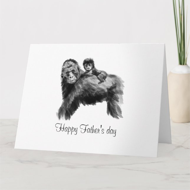Happy Father's day gorilla with baby Card (Front)