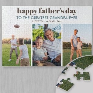 Happy Fathers Day Grandpa - Custom 3 Photo Strip Jigsaw Puzzle