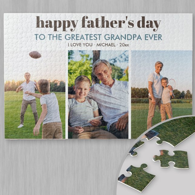 Happy Fathers Day Grandpa - Custom 3 Photo Strip Jigsaw Puzzle (Creator Uploaded)
