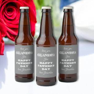 Happy Fathers Day Grandpa - Custom Name Beer Bottle Label