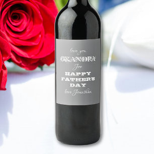 Happy Fathers Day Grandpa Joe Custom Modern Wine Label