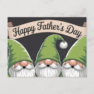 Happy Father's Day" Green Gnome Trio Holiday Postcard