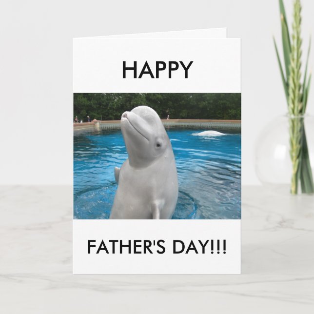 HAPPY FATHER'S DAY Greeting Card with Beluga Whale (Front)