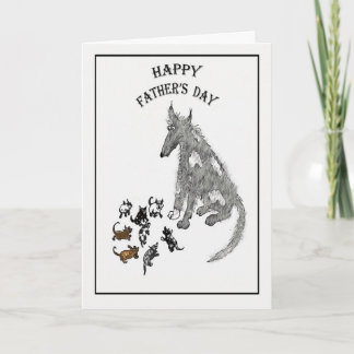 Happy Father's Day , grey dog and pups, funny Card