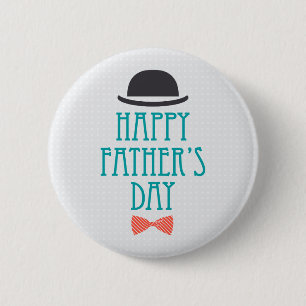 Happy Father's Day Hat & Bow Tie Pin Button