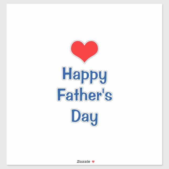 Happy Fathers Day Heart Red Blue Custom Colourful (Sheet)