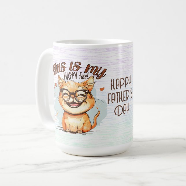 Happy Father's Day Hilarious Cat Coffee Mug (Devant gauche)