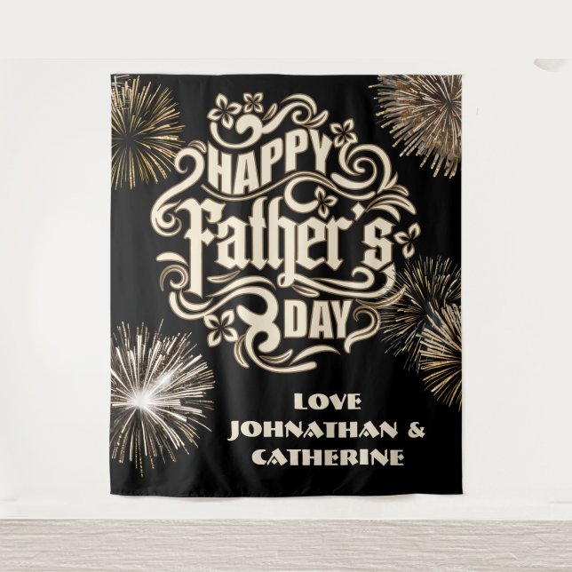 Happy Father's Day holiday backdrop from family Tapestry (Front)