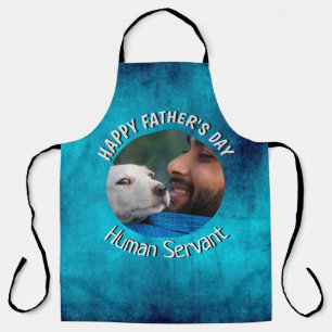 Happy Fathers Day Human Servant Custom Blue Grunge Apron