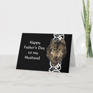 Happy Father's Day Husband Wild Wolf Head Card