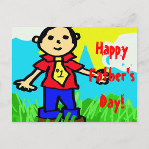 Happy Father's Day in "Crayon" Postcard