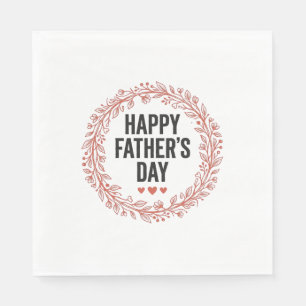 Happy Fathers Day Leaf Wreath Vintage Shirt Design Napkin