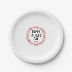 Happy Fathers Day Leaf Wreath Vintage Shirt Design Paper Plate