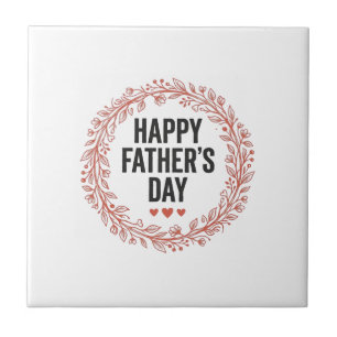 Happy Fathers Day Leaf Wreath Vintage Shirt Design Tile