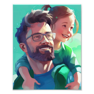 Happy Father's Day Love Heart Shape Photo Collage  Print