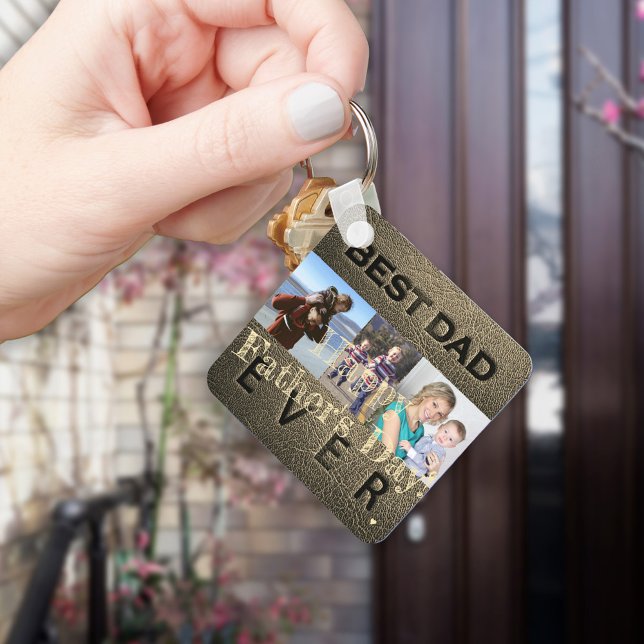 Happy Fathers Day love you dad 3 photos Keychain (Creator Uploaded)