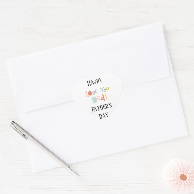Happy Father's Day, love you dad Heart Sticker (Envelope)