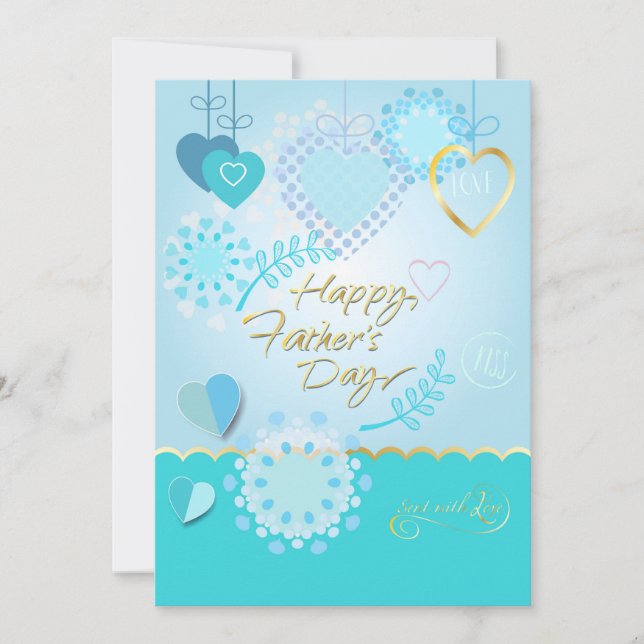 Happy Father's Day! Modern blue colour Thank You Card (Front)