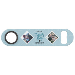 Happy Father's Day Modern Blue Photo Collage  Bar Key