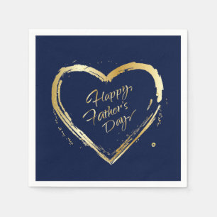 Happy Father's Day Modern Design Gold Heart Napkin