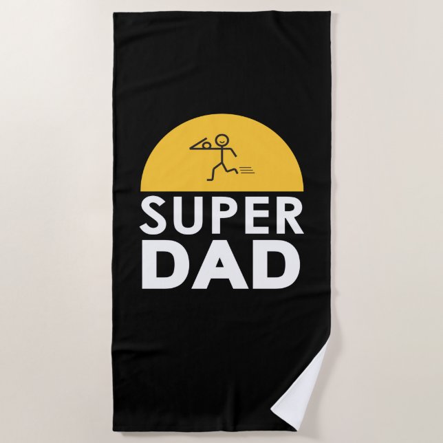 Happy Father's Day Modern Design  "Super Dad" Beach Towel (Front)
